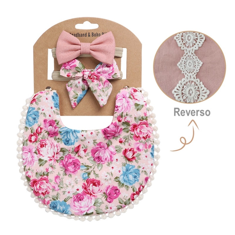 Comprar BABERO CON MANGAS FLORES ROSAS (6-24 MESES)